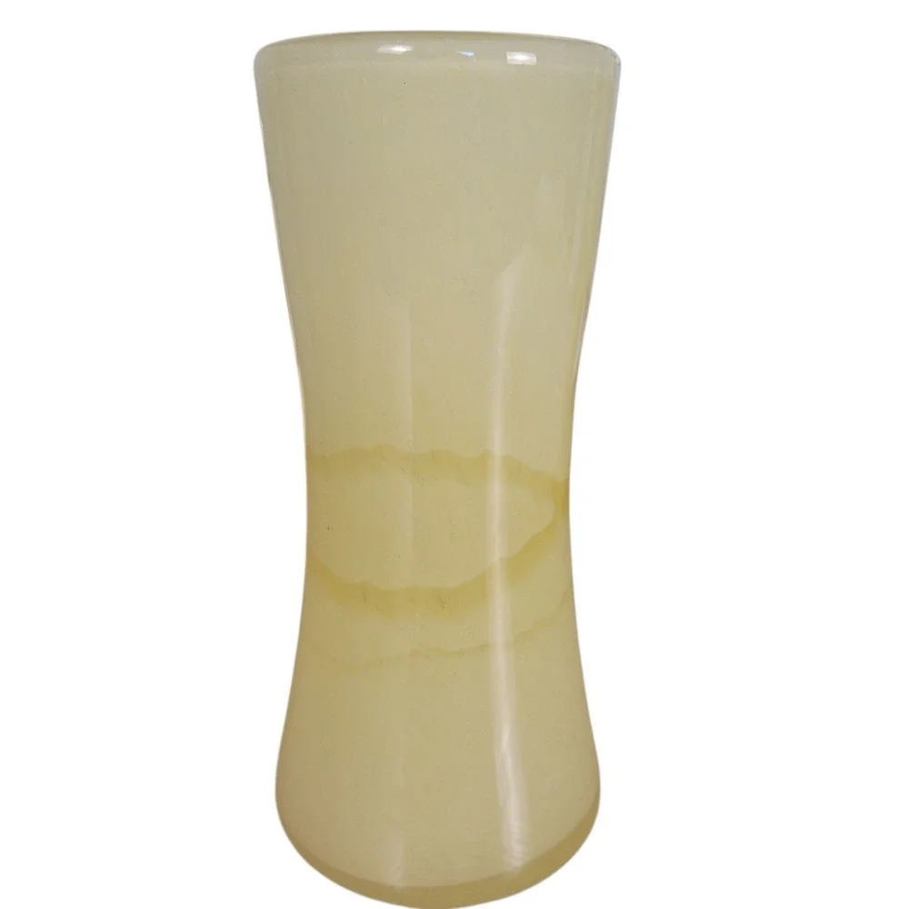 VTG MCM 1960 Butterscotch‎ Hand Blown Hung Glass Vase 6.25